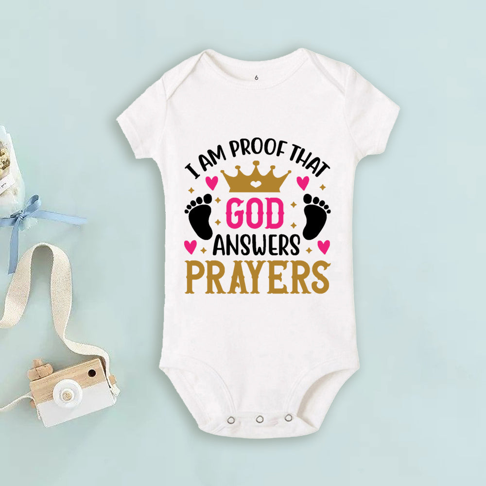 Proof That God Answers Prayers Baby Bodysuit Little Answered Prayer Romper Baby Announcement Bodysuits Newbron Shower Gift
