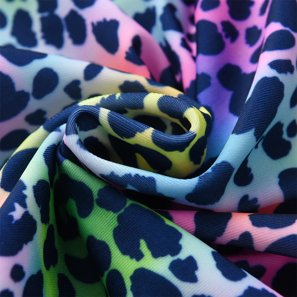 DXTON One-Piece Girls Vest Swimsuits Quick Drying Children Bathing Suits Leopard Print Summer Holiday Kids Beachwear Costumes