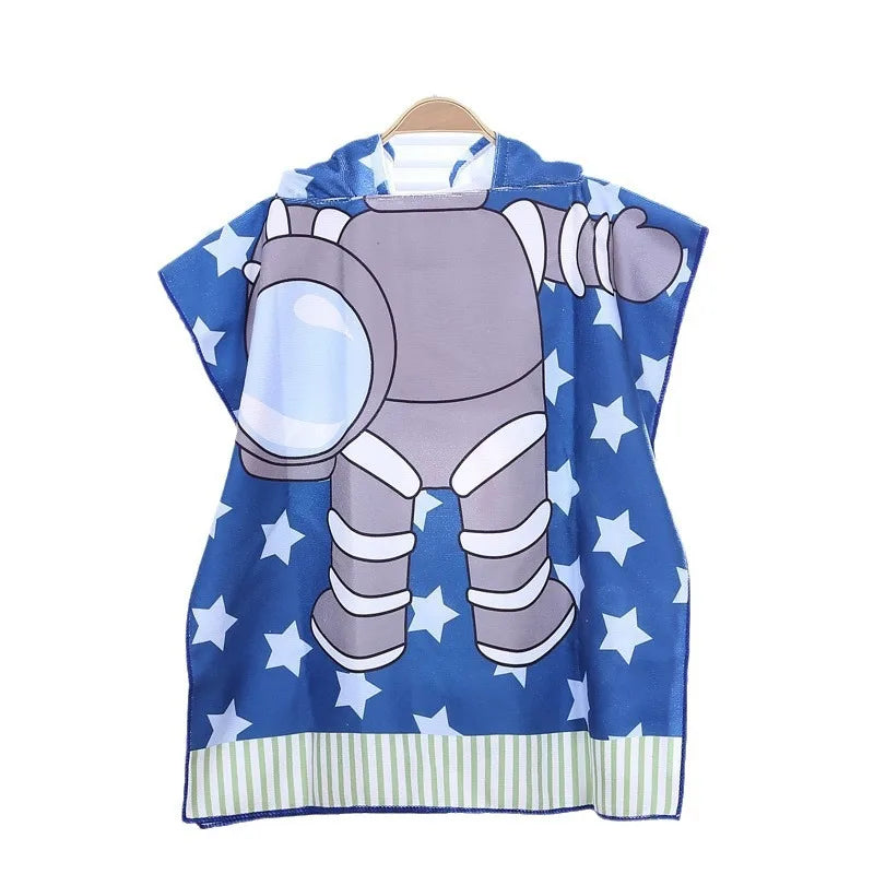 Astronaut Children Sleepwear Robes Boy Cosmonaut 0-6Year Kid Hooded Cloak Bathrobe Towel Beach Bathrobe With Hood Microfiber