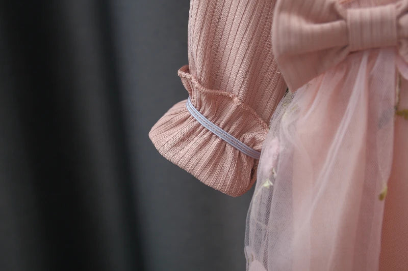(3 Months -3 Years Old) Autumn And Winter New Pink Baby Girl Princess Dress, Sweet Bow Children'S Long Sleeved Clothes