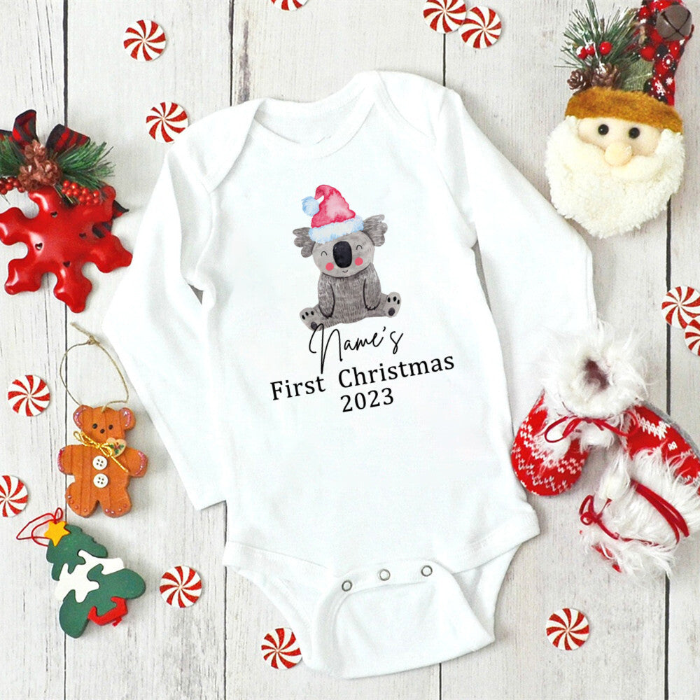 Personalised Christmas Baby Bodysuit Boys Girls Cute Clothes Custom Deer Print Infant Christmas Romper Xmas Party Baby Gift