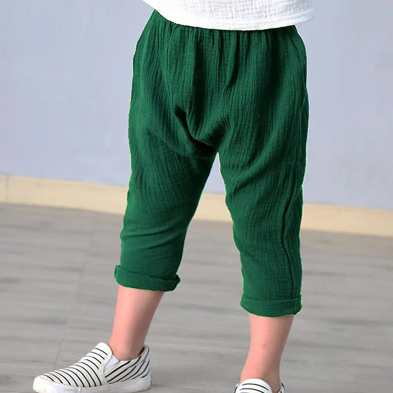 Boys Linen Pants Summer 1-6year Baby Girl Pant Solid Color Linen Children Pants Cotton Linen Pants for Boys Harem Pants for Kids