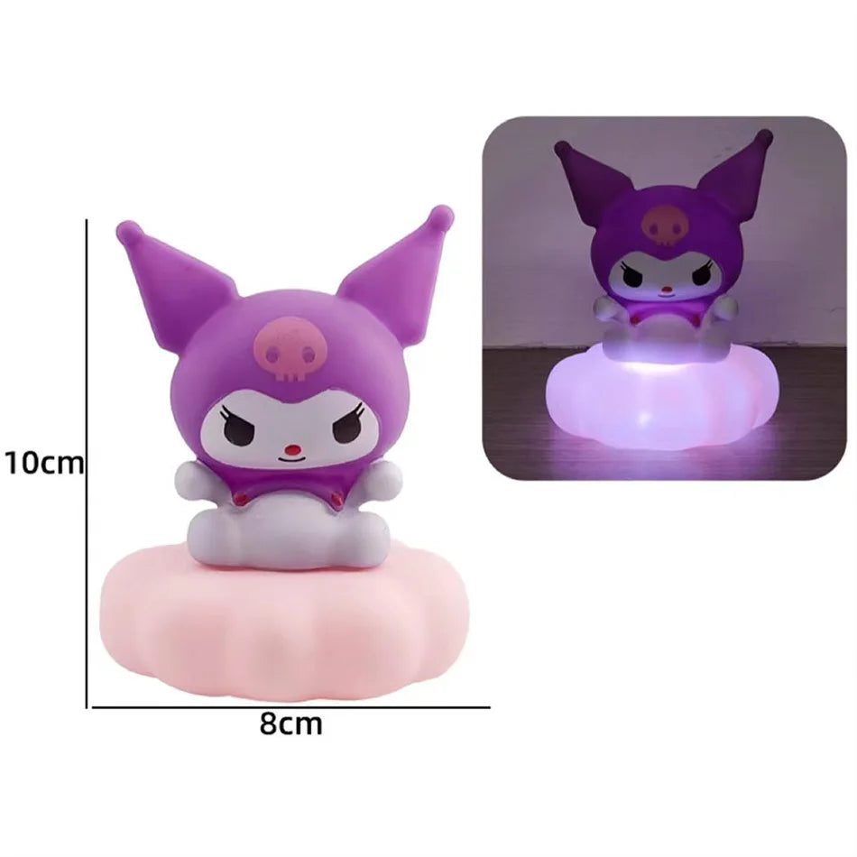 New Kawaii Sanrios Night Light Enamel Cloud Cartoon Kuromi Cinnamoroll Pochacco Small Table Light Illuminating Decoration