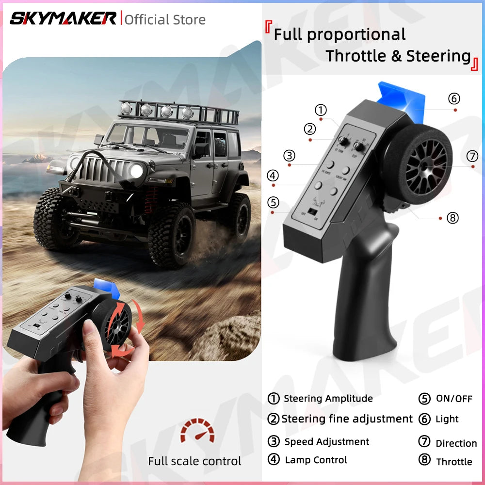 MN128 1/12 RC Car 4WD Jeep Model 2.4G Remote Control LED Light 4X4 Off Road 4WD Climbing RC Truck Electric Toy Car Gift for Boy