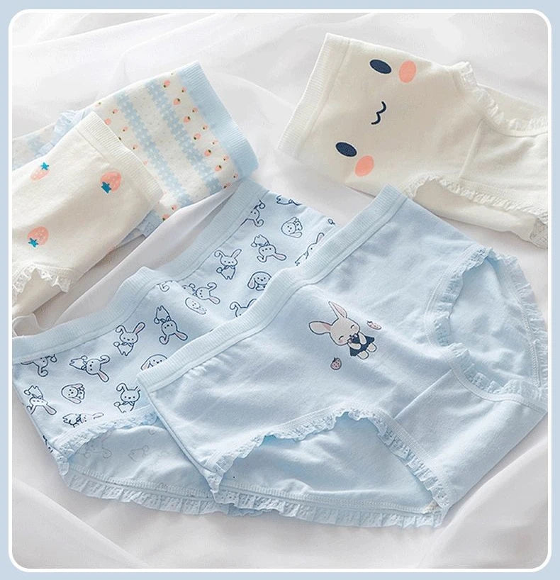 5PCS Cotton Teen Girl Panties Summer Thin Breathable Underwear Kid Soft Bacteriostatic Briefs 8+y Children Cartoon Cute Knickers