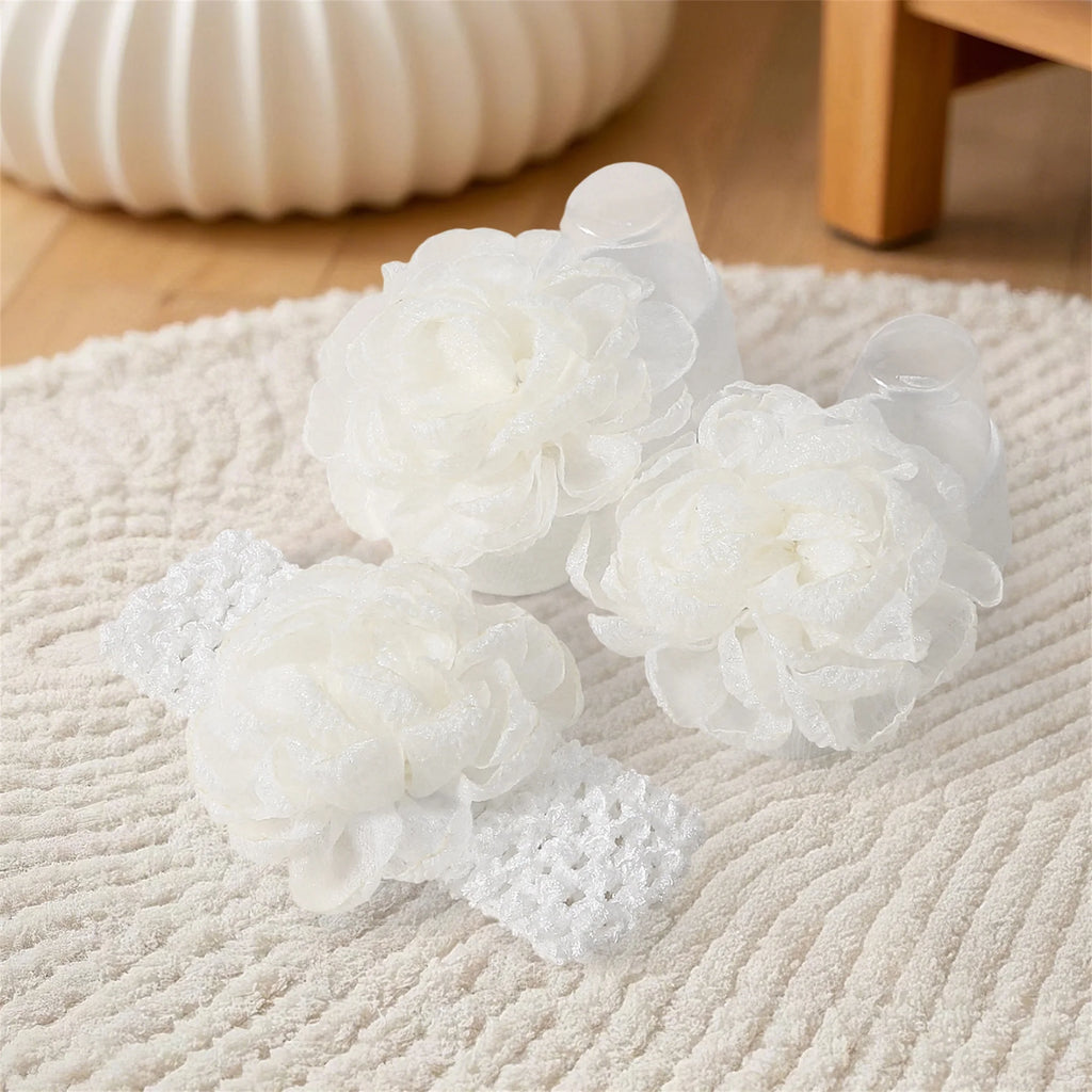 Adorable Baby Girls Hair Bow Clips and Socks Set Sweet Floral Headbands and Ankle Socks Infant Christening Outfit Accessory