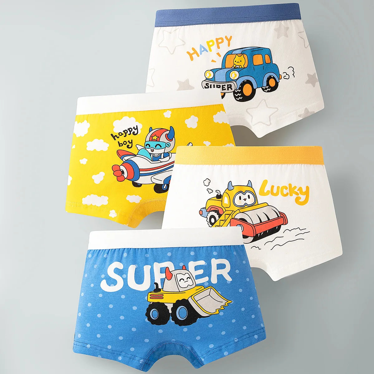 Boy Pure Cotton Boxers Kids Colorful Underwear Cute Design Baby Boy Underpants Size M-3XL For Weight 10-45kgs Boy