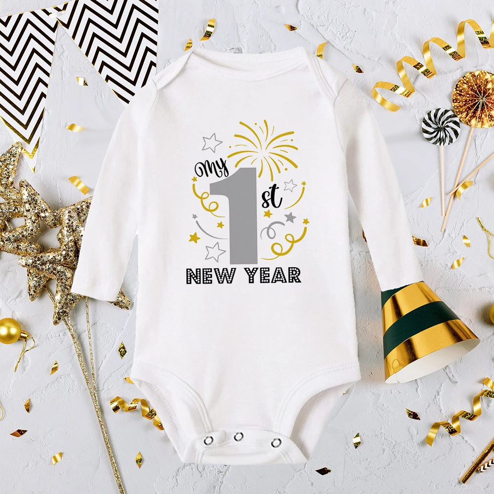 It Is My 1st New Year Baby Boy Girl Long Sleeve Romper Fashion Casual Robe Ropa Newborn Baby Bodysuit New Year Holiday Best Gift