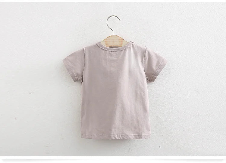 2025 Summer 2 3 4 6 8 10 Years Children Cotton Cartoon Star Bird Cat Rabbit Animal Print Short-Sleeve T-Shirt For Kids Baby Girl