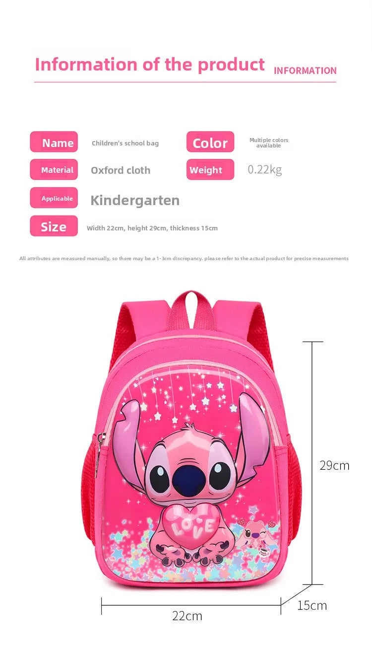Disney Stitch New Kindergarten Schoolbag Cartoon Cute Boys and Girls Backpack High Quality Fashion Children's Schoolbag Light
