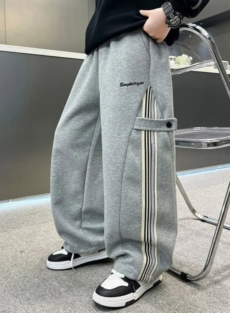 Boys Autumn 2025 Trendy Loose Sweatpants Casual Comfortable Outdoor Sports Pants for Tween Boys Size 8-12