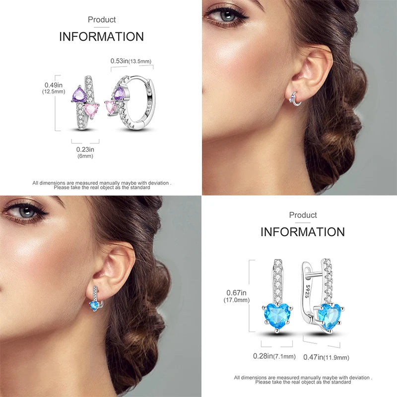 925 Sterling Silver Pave U Shape Heart Eardrop Earrings Hoop Earrings For Women Wedding Engagement For Girlfriend Birthday Gift