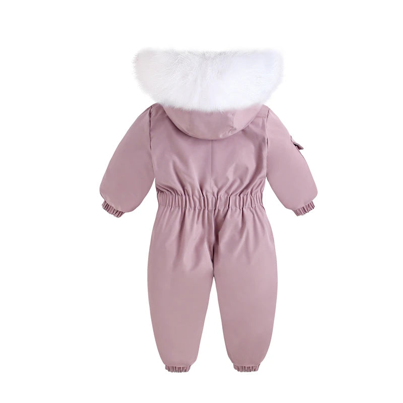 Winter Baby Ski Suit Plus Velvet Baby Jumpsuit Boys Overalls Warm Kids Clothes Waterproof Children Clothing Set 1-5 Years