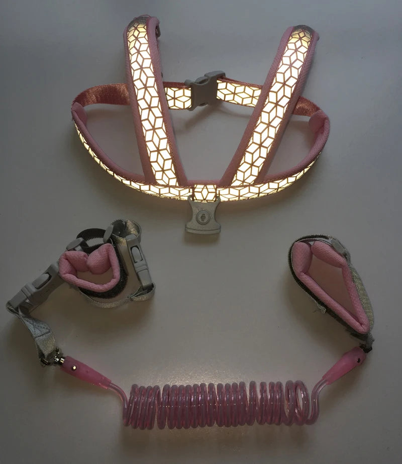 2 in 1 Baby Harness Belt Leashes+Anti Lost Wrist Link,Child Anti Lost Leash Baby Cute Harness Belt Strap Hold Kids Wrist Link