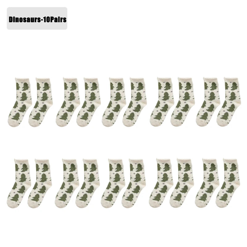 Winter Warm Padded Socks Thickened Mink Plush SocksCute Cartoon Soft Comfortable SkinFriendly Girls Socks Autumn Home Sleepwear