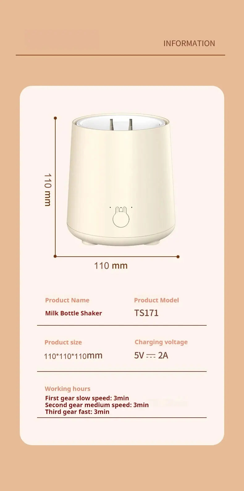 Electric Milk Bottle Shaker, USB Smart Intelligent Milk Powder Mixer, Lithium battery, Baby Formula Maker, Divine Device