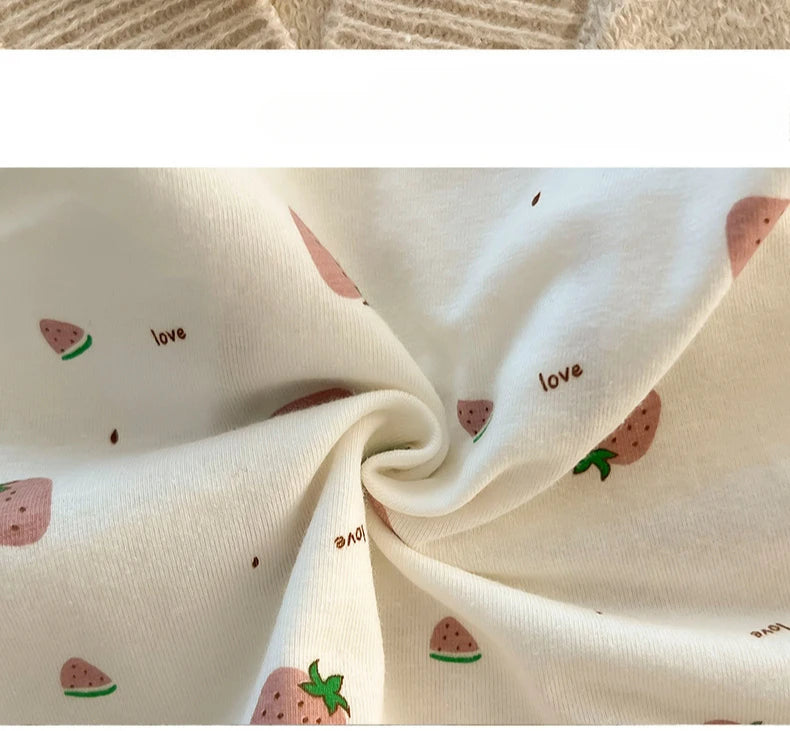 5PCS Kids Girls Cotton Soft Antibacterial Briefs Baby Cute Strawberry Print Panties 2+y Young Children Thin Breathable Underwear