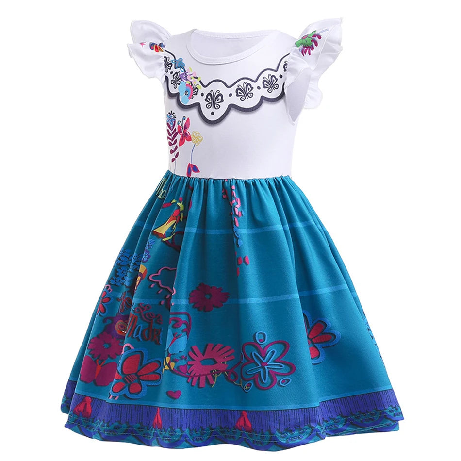 Mirabel Isabela Cosplay Princess Dress Kids Encanto Charm Costume Girls Halloween Children's Day Birthday Party Holiday Clothes