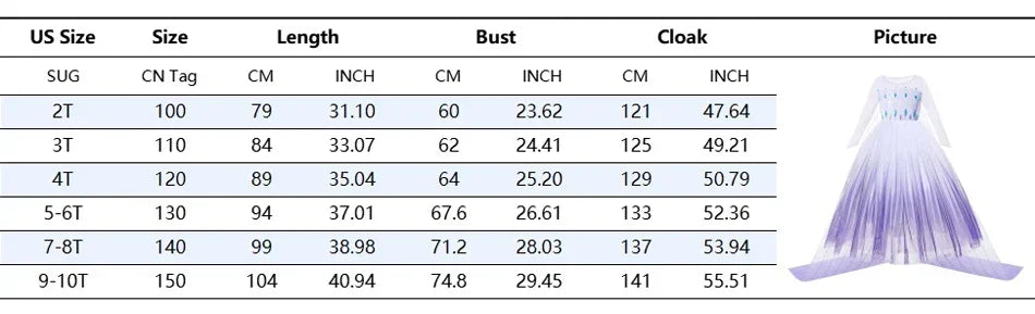 Girls Dresses Kids Princess Costume Halloween Birthday Party Long Cloak Cosplay Elsa Dress Long Sleeve 4 5 6 7 8 9 10 Years