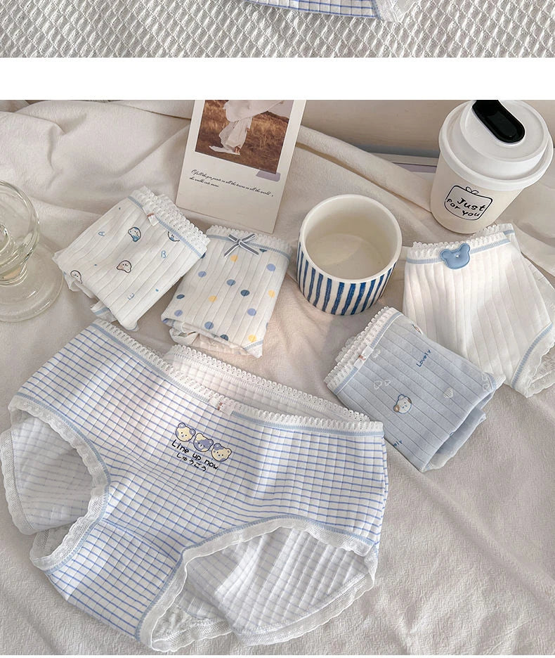 5PCS Kid Cotton Antibacterial Panties Girl Cute Cartoon Briefs 3-8Y Young Children Underwears Baby Soft Thin Breathable Knickers