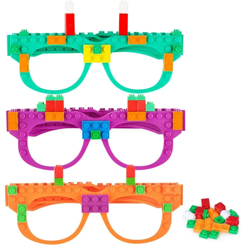 DIY Building Bricks Glasses Building Blocks Games for Kids Creative Building Block Birthday Party Favors, Carnival Party Games