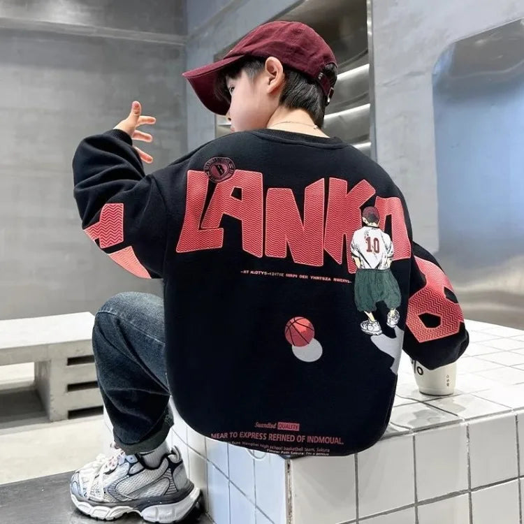 Boys' Medium-Large 2025 New No Hood Spring/Autumn Trendy Stylish Cool Kids Sweatshirt for Spring