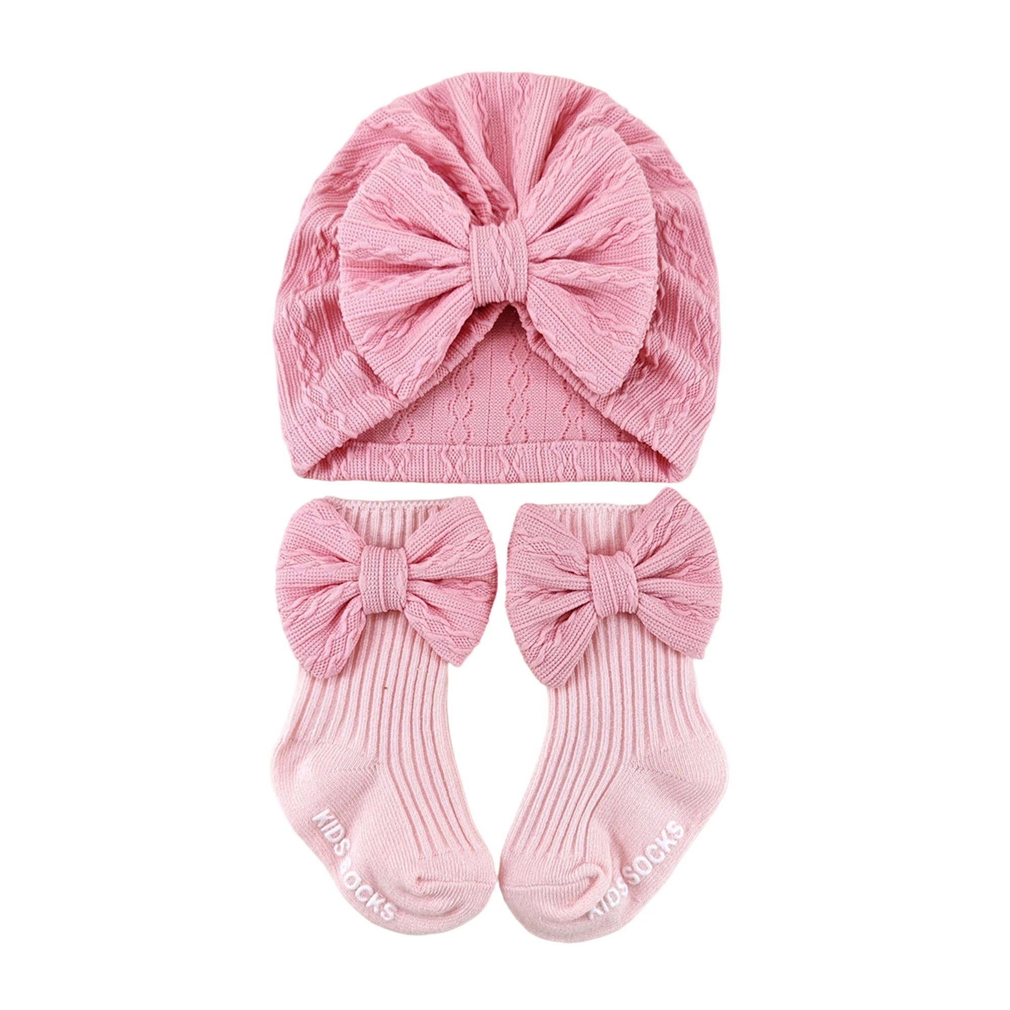 Adorable Baby Boy Knit Hat and Booties Set Newborn Soft Beanie Cap with Pom Pom and Matching Socks for Infants