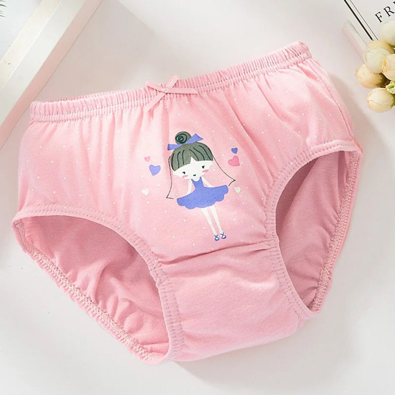 4Pcs/Set Little Girls' Cotton Panties Baby Toddler Soft Underwear softness Cute Pattern Kids Briefs Multipack