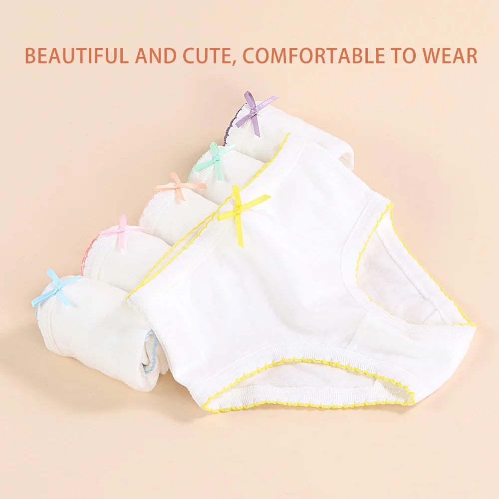 6 Pack Girls Cotton Underwear - 100% Pure Cotton Breathable Comfortable Kids Panties - Soft White Toddler Underwear for Girls -
