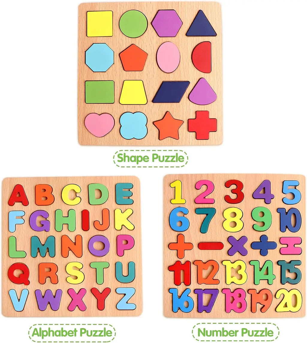 Wooden Puzzles Toys for Kids 3 Year Alphabet Numbers Children Montessori Educational Learning Toys abc Letters Preschool Gift