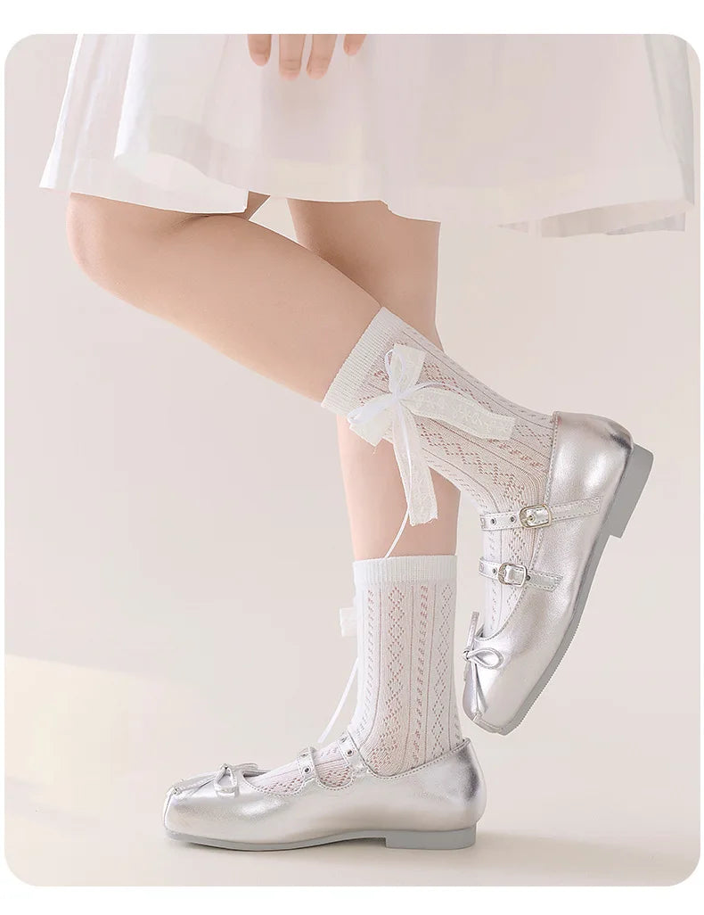 3/6 Pairs Girls Socks White Princess Lace Socks Kids Girl Breathable Children Socks Comfortable Mid Tube Socks For Girls