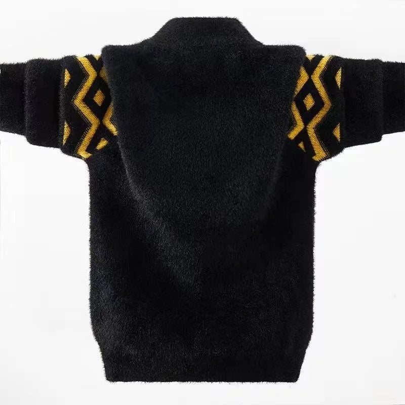 Heavyweight Mink Velvet Boys' Pullover Sweater Autumn Winter Base Layer Thickened Knit Sweater for Kids Ages 3-14 Toddler Youth