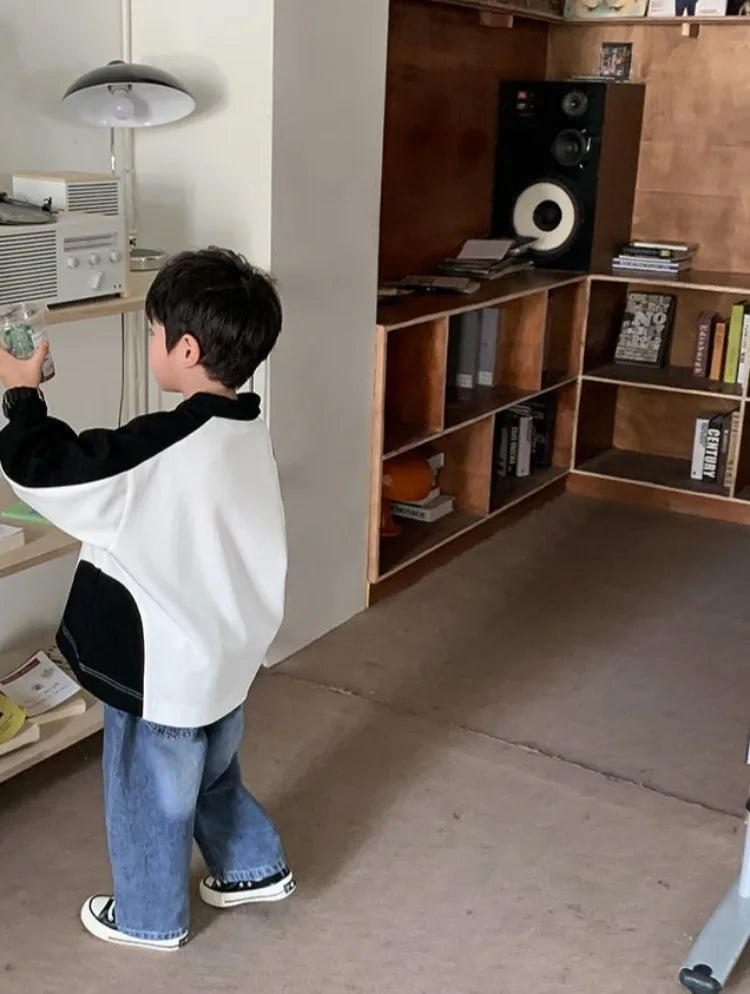 Boys' 2025 Spring/Autumn New Arrival Cotton Punk-Style Street-Savvy Trendy Polo Collar Sweatshirt - Stylish Baby Boys' Top