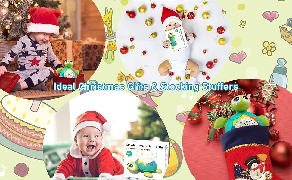 Baby Toys 5 in 1 Musical Projector Turtle Crawling Toys Tummy Time Infant Educational Toys for Boy Girl Birthday Christmas Gift