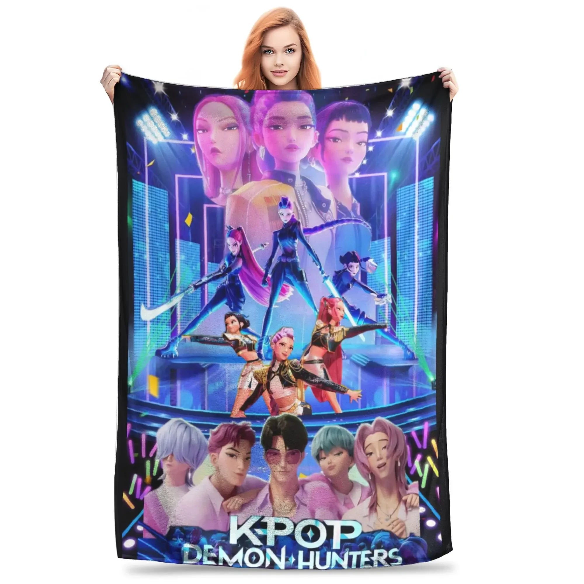 kpop Demon Hunters Huntrix & Saja Boys Blanket  Super Warm Comfortable Plush Throw Blanket Child Home Decor Flannel  Bed Cover