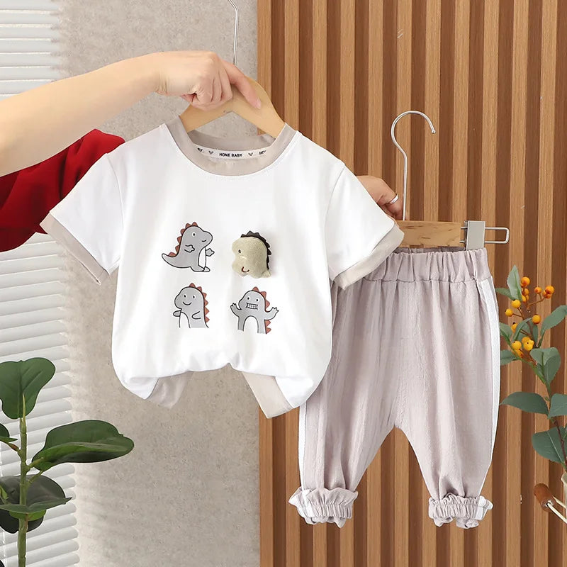 New Summer Baby Girl Clothes Suit Children Boys Cartoon T-Shirt Shorts 2Pcs/Sets Toddler Casual Cotton Costume Kids Tracksuits