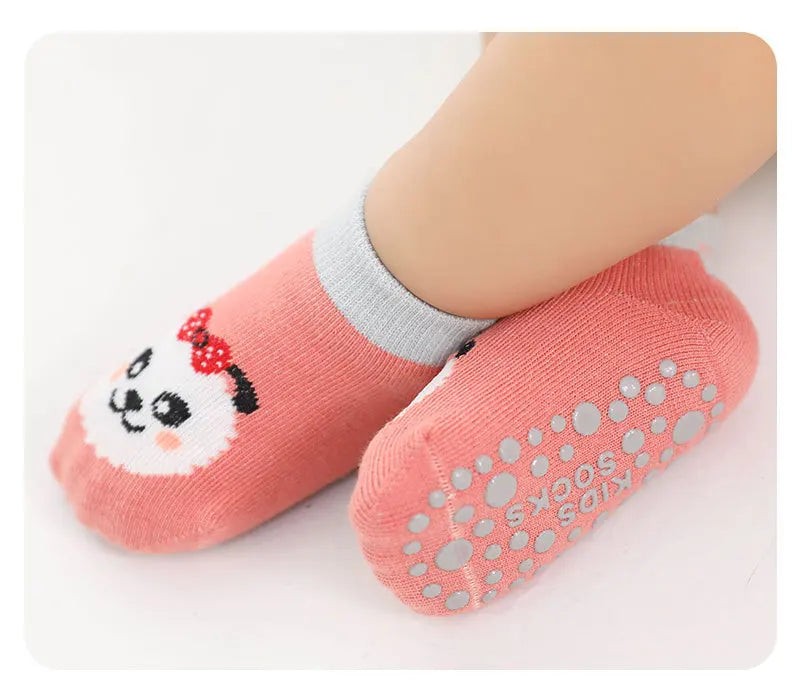 6 Pairs Spring Summer Kids Cotton Socks Children Autumn Cute Cartoon Animal Pattern Comfy Breathable Baby Non-slip Floor Socks