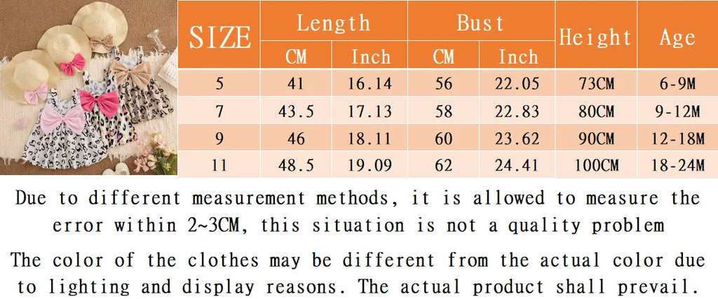 Summer New Sweet Bow Baby Girl Dress, Cute And Caring Children'S Clothes With Free Hat Suitable For Babies Aged 6-24 Months