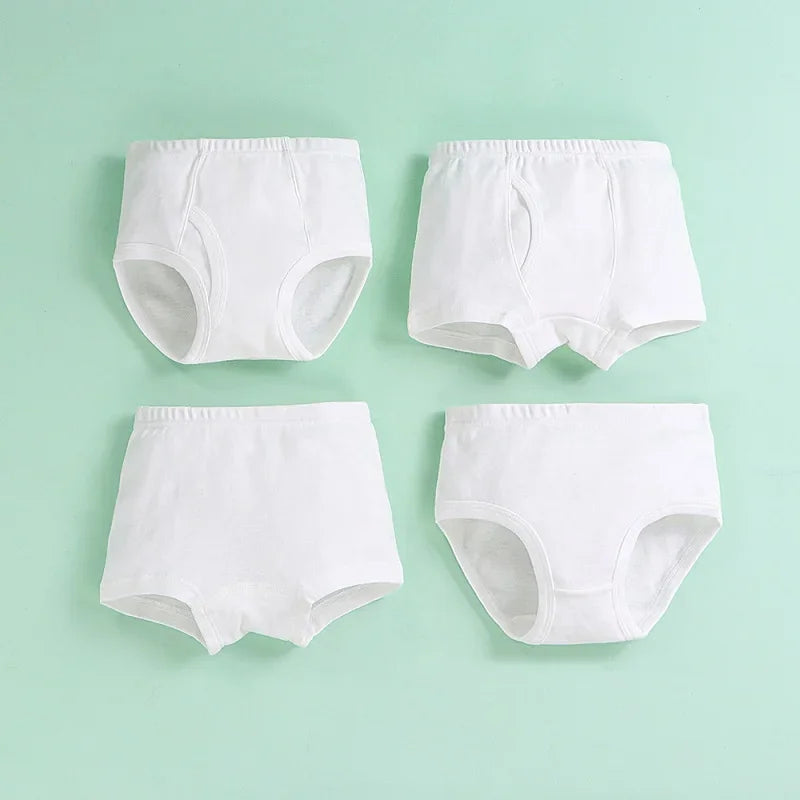 White Kids Underpant 100% Cotton Baby Girls Briefs 3 4 5 6 8 10 Years Little Boys Students Boxer Underwear Girls Panties