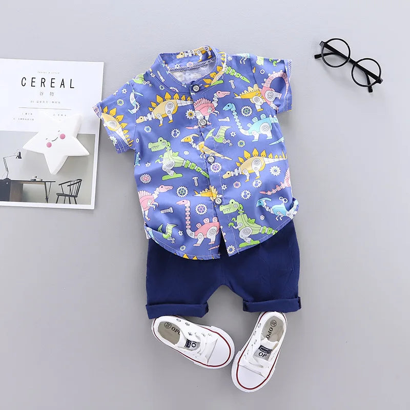 New Summer Baby Clothes Suit Children Boys Fashion Cartoon Shirt Shorts 2Pcs/Sets Infant Outfits Toddler Costume Kids Tracksuits