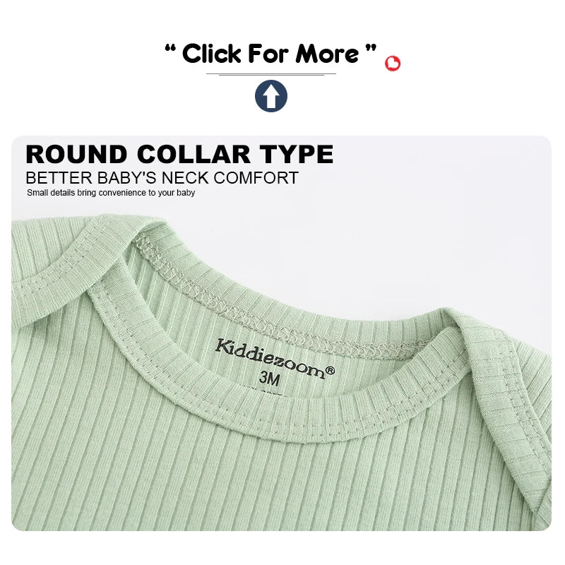 Kiddiezoom summer three piece unisex fashionable cartoon boy and girl jumpsuit 100% pure cotton soft newborn jumpsuit