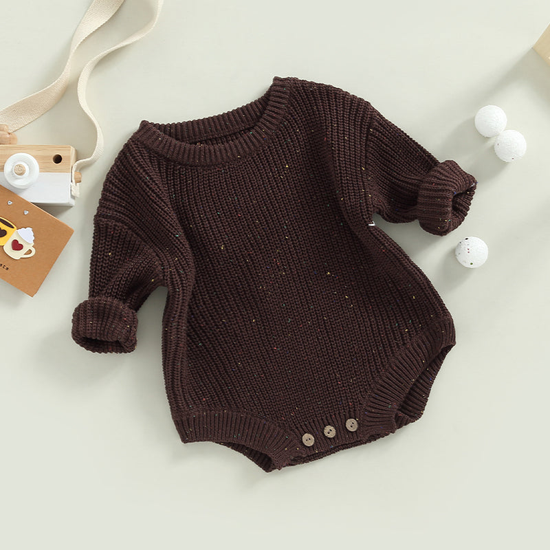 Newborn Baby Girls Boys Knitted Sweater Romper Long Sleeve Crew Neck Solid Color Jumpsuits Autumn Winter Infant Bodysuits Warm