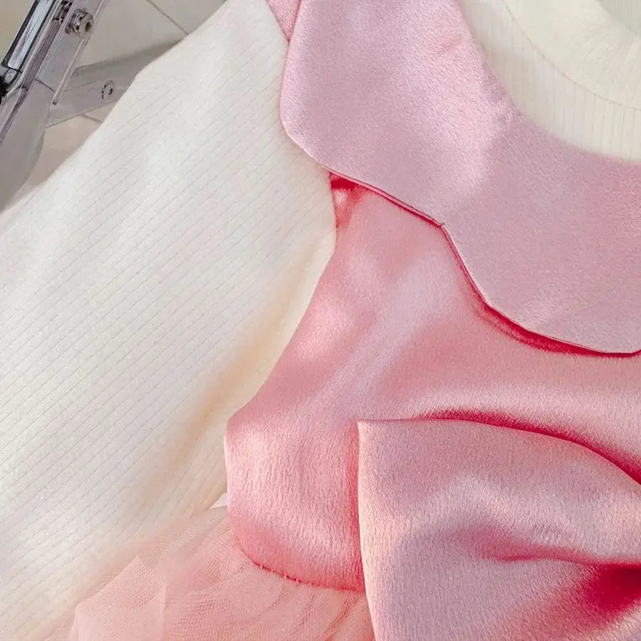 Birthday Party Baby Girl Princess Dress, Spring And Autumn New Sweet Bow Children'S Long Sleeved Clothes (9 Months -3 Years Old)