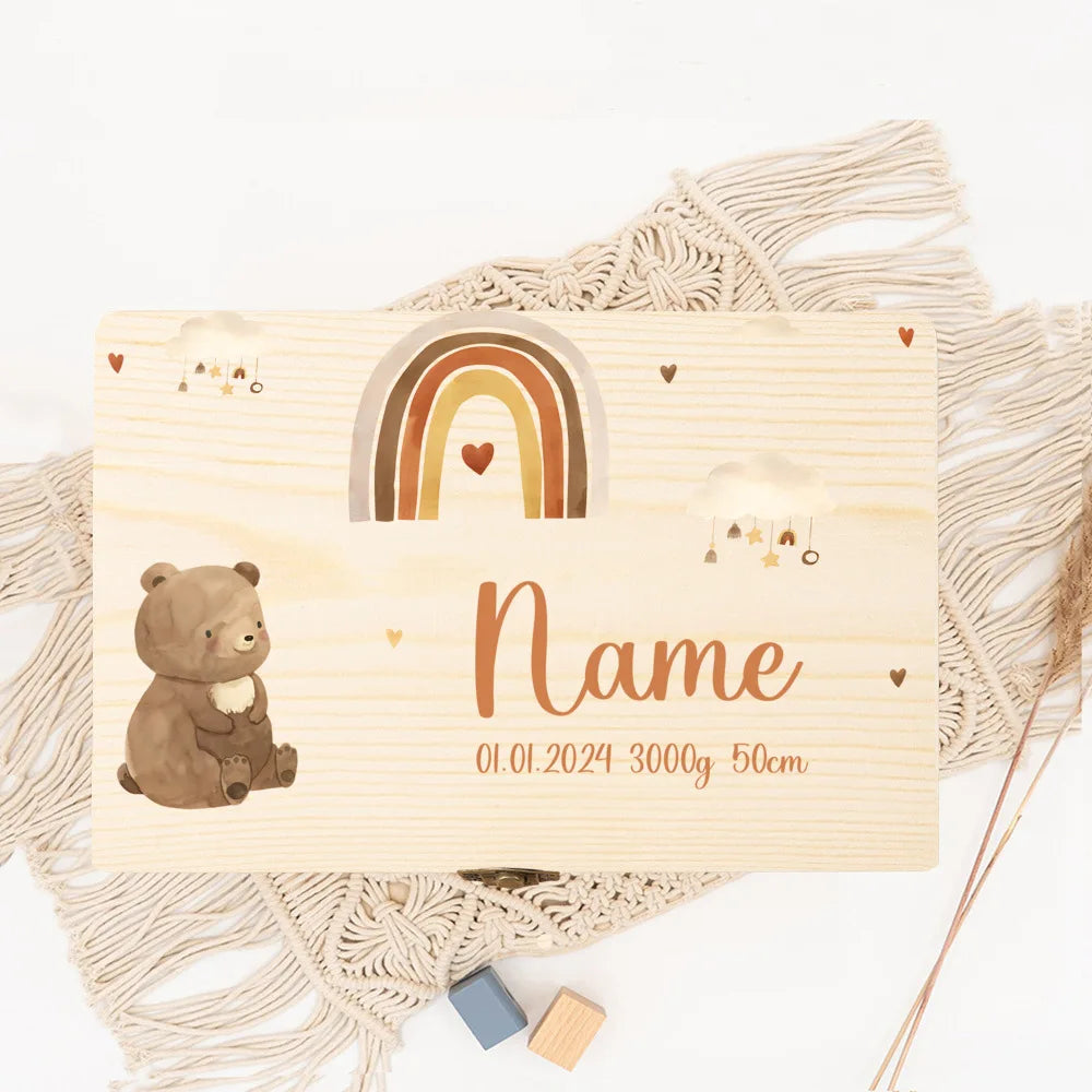 Personalized Baby Memory Box Baby Gift Birth Wooden Storage Memory Boxes Newborn Baptism Gifts Custom Infant Keepsake