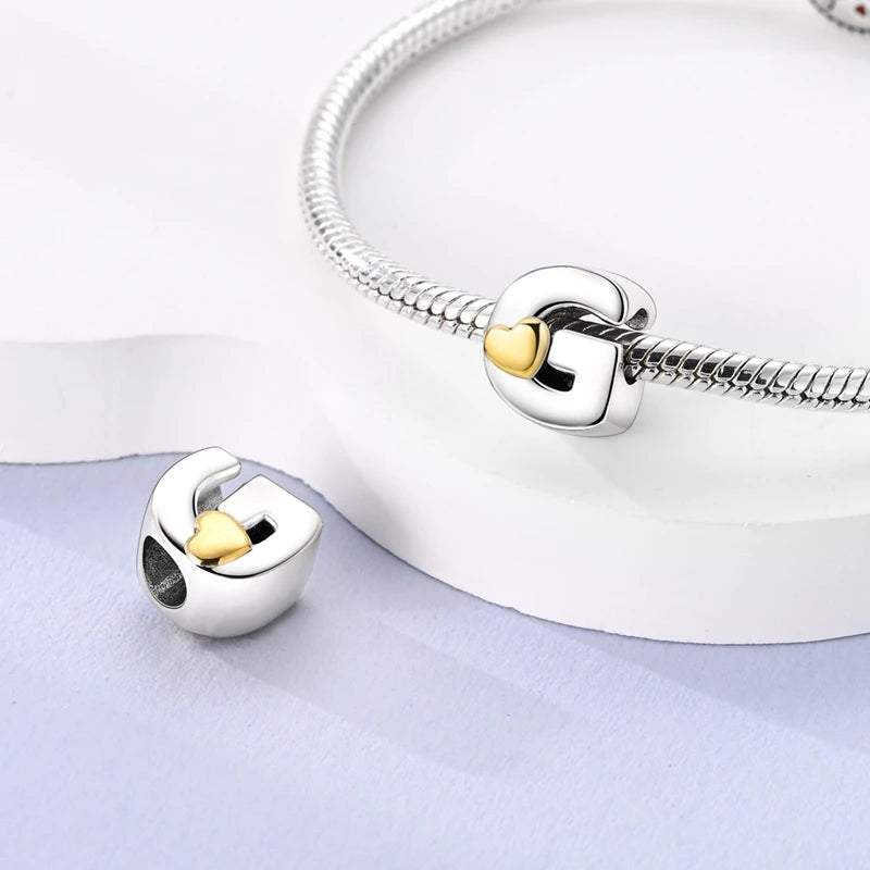 925 Sterling Silver DIY Alphabet Charms Beads LOVE Heart Letter Fit Original Bracelet Bangle Necklace Jewelry Marking Gift