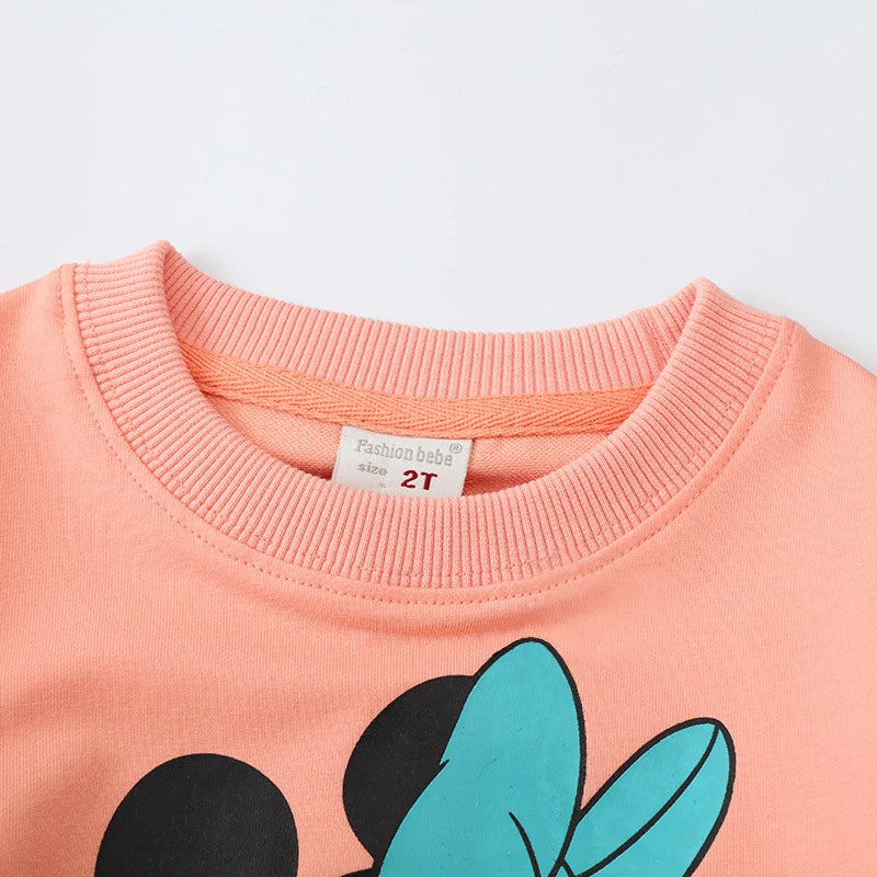 Spring Autumn Baby Girls Cartoon Minnie Mouse Cotton Sweatshirts Children Kids Long Sleeve Pullover Tops Tees Clothes 2-7 Years
