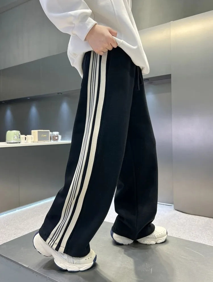 2025 New Release Boys' Wide-Leg Pants - Breathable Sporty Straight Leg for Boys 120-170cm, Spring Autumn Streetwear Casual Wear
