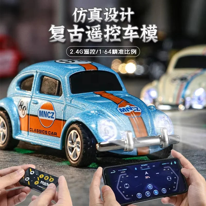 2025 New Wireless Mini Beetle Alloy Remote Control Car Small Mobile Phone Remote Control Model Car Toy Children'S Holiday Gift