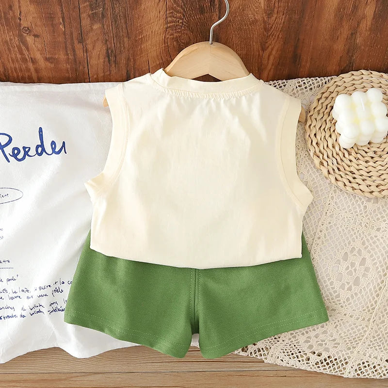 New Summer Baby Girls Clothes Suit Children Boys Fashion Vest Shorts 2Pcs/Sets Kids Clothing Infant Costume Toddler Tracksuits