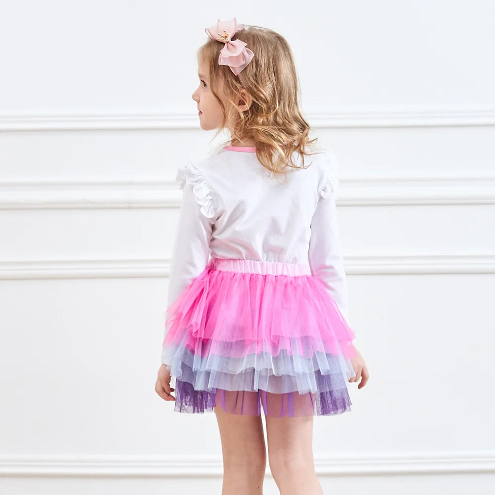 VIKITA Girls Mesh Tulle Layered Cake Tutu Skirts Birthday Party Performance Prom Gown Princess Mini Ballet Skirt with Bowknot